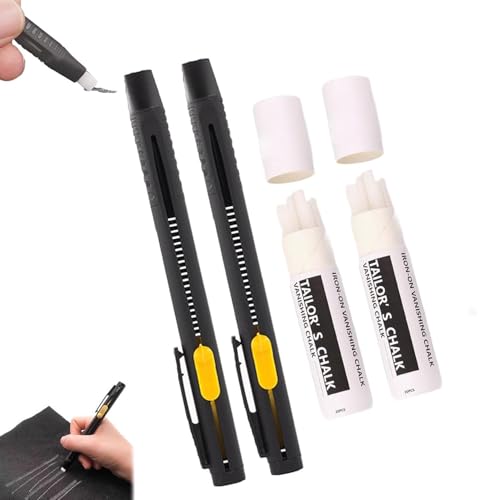 Heat Erasable Fabric Marker for Sewing, Embroidery, Quilting, Hitze Löschbar Stifte, 2 Markierungsstifte mit 40 Nachfüllungen, waschfest Stoffmarkierungsstifte, Schneiderinnen Nähen Stoffe Marker von GUSHE