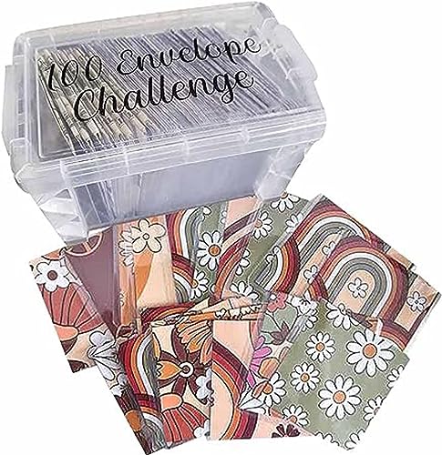 Herausforderungsbox-Set enthält 100 Briefumschläge, 100-Umschlag-Cash-Stuffing-Spar-Challenge, 100 Umschläge Challenge Binder, Sparen Herausforderungen Binder, Geldsparender Notizblock (A) von GUSHE