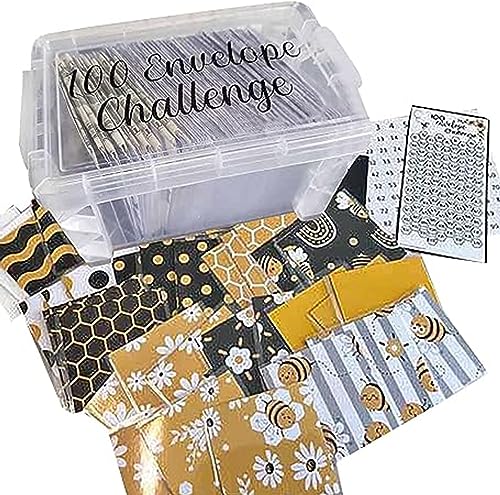 Herausforderungsbox-Set enthält 100 Briefumschläge, 100-Umschlag-Cash-Stuffing-Spar-Challenge, 100 Umschläge Challenge Binder, Sparen Herausforderungen Binder, Geldsparender Notizblock (B) von GUSHE