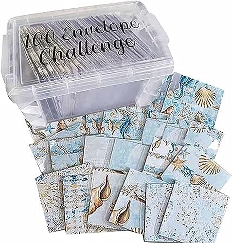 Herausforderungsbox-Set enthält 100 Briefumschläge, 100-Umschlag-Cash-Stuffing-Spar-Challenge, 100 Umschläge Challenge Binder, Sparen Herausforderungen Binder, Geldsparender Notizblock (C) von GUSHE