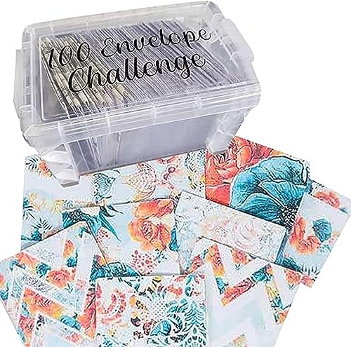 Herausforderungsbox-Set enthält 100 Briefumschläge, 100-Umschlag-Cash-Stuffing-Spar-Challenge, 100 Umschläge Challenge Binder, Sparen Herausforderungen Binder, Geldsparender Notizblock (D) von GUSHE
