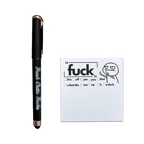 Kreative Lustige Haftnotizen und Stifte,Fresh Outta Fucks Sticky Notes und Stift,Snarky Fresh Outta Fucks Stift Set,Neuheit Notizbuch Stift Set,Geschenk für Kollegen Boss,Schreibtischzubehör (Schwarz) von GUSHE