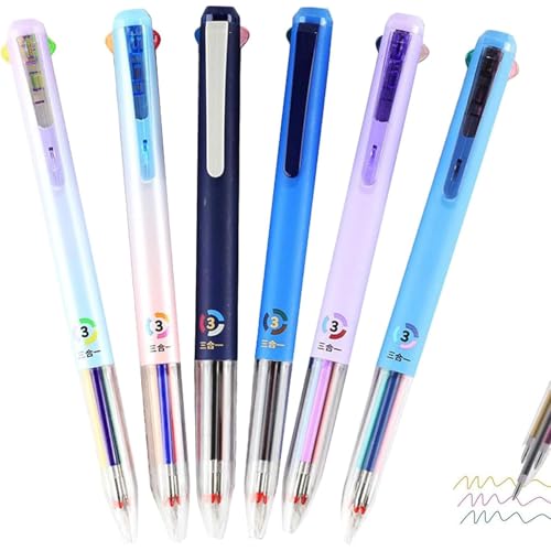 ZOEBER Nurse Pens, 6 PCS Multicolor Stift, 3-in-1 Mehrfarbiger-Tintenstifte, 0,5mm Farben Stifte, 18 Farben einziehbare Kugelschreiber für Büro, Schulbedarf, Studenten, Kinder, Krankenschwestern von GUSHE