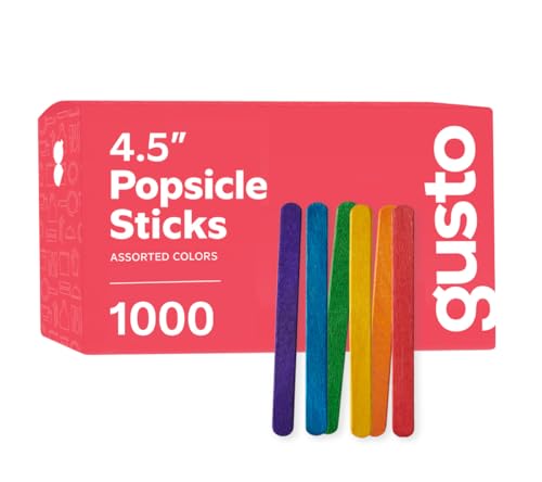 Comfy Package [1000 Stück - 11,4 cm - 4,5 Zoll] farbige Stieleisstäbchen zum Basteln, Mehrzweck-Holzstäbchen für Eis, Eis und mehr von GUSTO