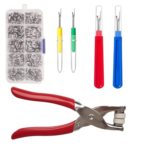 100 Druckknöpfe set mit Zange, 9.5mm Druckknöpfe Ohne Nähen Metallknopf, Metall Druckknopf Set mit Feste Knöpfe Werkzeug für DIY Basteln Kinderbekleidung,Kleidung Taschen, Handgemaakt (Silber) von GUSXPPD
