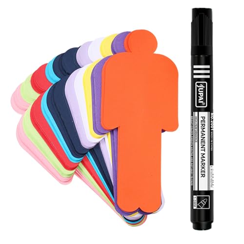 50/100 Stück Bunt Moderationskarten Set, Mensch Präsentationskarten 20 x 8 cm, 10 Farben Mensch Karteikarten Kärtchen zum Beschriften mit Marker Pen für Büro Schule Präsentation Vortrag (50) von GUSXPPD