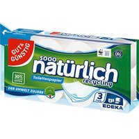 GUT&GÜNSTIG Toilettenpapier natürlich recycling 3-lagig Recyclingpapier, 8 Rollen von GUT&GÜNSTIG