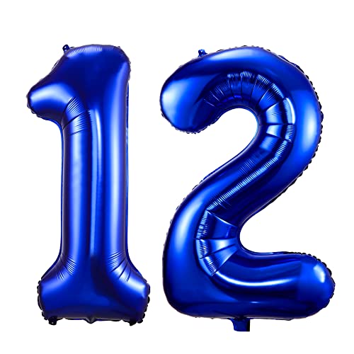 100cm Dunkelblau Luftballon Zahl 12 zum Geburtstag Fliegt Mit Helium Folienballon Geburtstagsdeko Ballon Zahl Deko zum Geburtstag (Dunkelblau, Zahl 12) von GUTCOOL