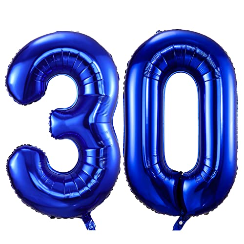 100cm Dunkelblau Luftballon Zahl 30 zum Geburtstag Fliegt Mit Helium Folienballon Geburtstagsdeko Ballon Zahl Deko zum Geburtstag (Dunkelblau, Zahl 30) von GUTCOOL