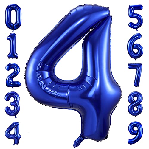 100cm Dunkelblau Luftballon Zahl 4 zum Geburtstag Fliegt Mit Helium Folienballon Geburtstagsdeko Ballon Zahl Deko zum Geburtstag (Dunkelblau, Zahl 4) von GUTCOOL