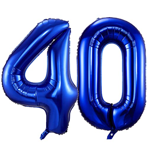 100cm Dunkelblau Luftballon Zahl 40 zum Geburtstag Fliegt Mit Helium Folienballon Geburtstagsdeko Ballon Zahl Deko zum Geburtstag (Dunkelblau, Zahl 40) von GUTCOOL