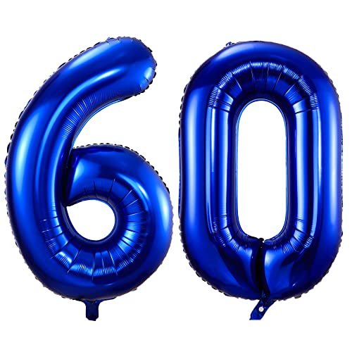 100cm Dunkelblau Luftballon Zahl 60 zum Geburtstag Fliegt Mit Helium Folienballon Geburtstagsdeko Ballon Zahl Deko zum Geburtstag (Dunkelblau, Zahl 60) von GUTCOOL
