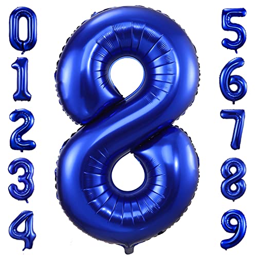 100cm Dunkelblau Luftballon Zahl 8 zum Geburtstag Fliegt Mit Helium Folienballon Geburtstagsdeko Ballon Zahl Deko zum Geburtstag (Dunkelblau, Zahl 8) von GUTCOOL