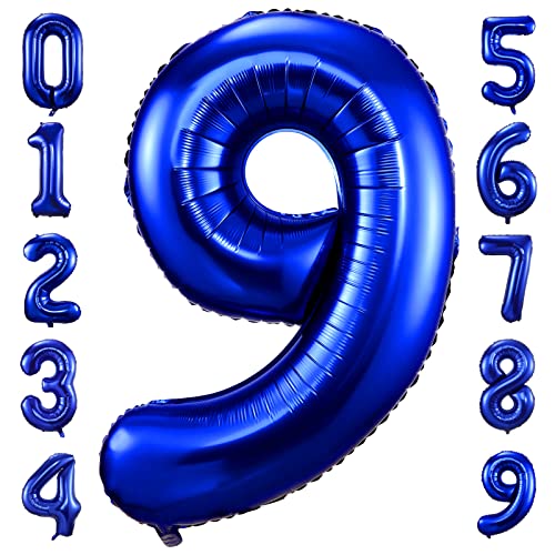 100cm Dunkelblau Luftballon Zahl 9 zum Geburtstag Fliegt Mit Helium Folienballon Geburtstagsdeko Ballon Zahl Deko zum Geburtstag (Dunkelblau, Zahl 9) von GUTCOOL