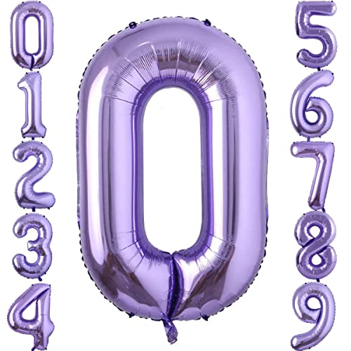 100cm Lila 0 Luftballon Zahl 0 Folienballon zum Geburtstag Fliegt Mit Helium Folienballon Geburtstagsdeko Ballon Zahl Deko zum Geburtstag (Lila, Zahl 0) von GUTCOOL