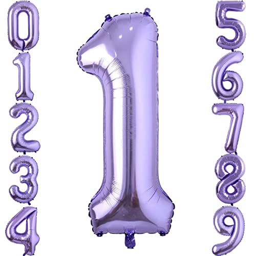 100cm Lila 1 Luftballon Zahl 1 Folienballon zum Geburtstag Fliegt Mit Helium Folienballon Geburtstagsdeko Ballon Zahl Deko zum Geburtstag (Lila, Zahl 1) von GUTCOOL