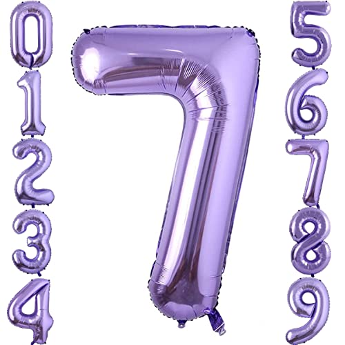 100cm Lila 7 Luftballon Zahl 7 Folienballon zum Geburtstag Fliegt Mit Helium Folienballon Geburtstagsdeko Ballon Zahl Deko zum Geburtstag (Lila, Zahl 7) von GUTCOOL