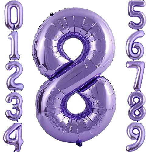 100cm Lila 8 Luftballon Zahl 8 Folienballon zum Geburtstag Fliegt Mit Helium Folienballon Geburtstagsdeko Ballon Zahl Deko zum Geburtstag (Lila, Zahl 8) von GUTCOOL