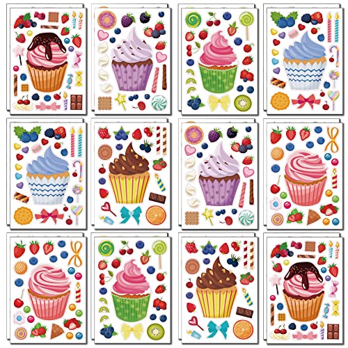 24 Stück Cupcake Aufkleber für Kinder, Dessert Aufkleberblätter für Geburtstagsfeiern, Mix und Match Keksaufkleber, Gastgeschenke für die Party 24 Stück Cupcake Aufkleber für Kinder, Dessert Aufkleberblätter für Geburtstagsfeiern, Mix und Match Keksaufkleber, Gastgeschenke für die Party von GUTCOOL