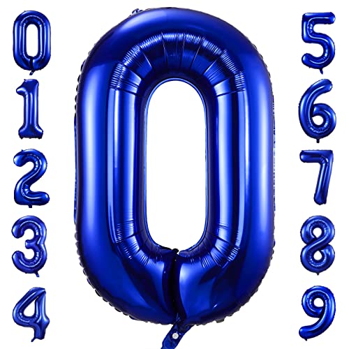 40 inch blau luftballon zahl 0 zum geburtstag fliegt mit helium folienballon geburtstagsdeko ballon zahl deko zum geburtstag (Zahl 0) von GUTCOOL