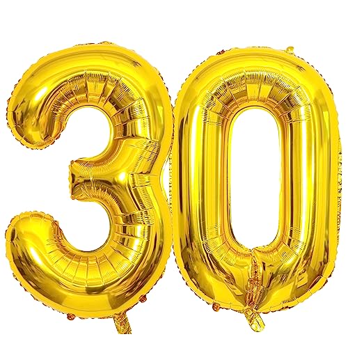 Gold Luftballon 30. Geburtstag Zahl 30 XXL Riesen Folienballon 100cm Geburtstagsdeko Mädchen Junge Ballon Zahl Deko zum Geburtstag von GUTCOOL