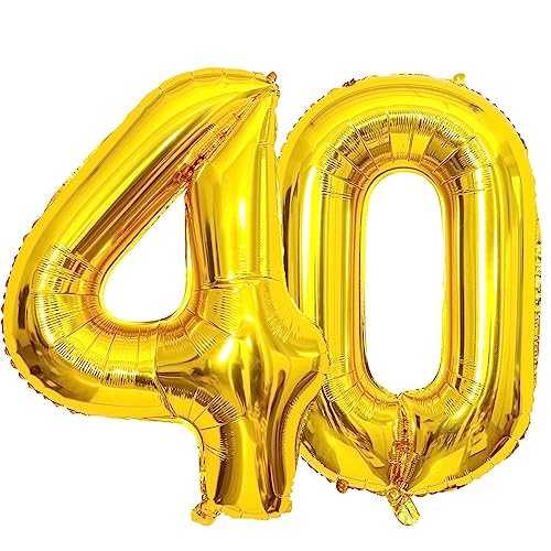 Gold Luftballon 40. Geburtstag Zahl 40 XXL Riesen Folienballon 100cm Geburtstagsdeko Mädchen Junge Ballon Zahl Deko zum Geburtstag von GUTCOOL