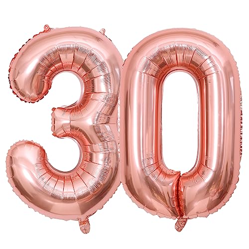 Roségold Luftballon 30 Geburtstag 100cm Riesen Folienballon Zahl 30 Geburtstagsdeko Mädchen Frau Ballon Zahl Deko zum Geburtstag. Fliegt mit Helium. von GUTCOOL