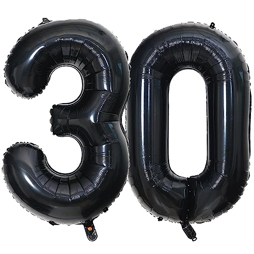 Schwarz Luftballon Zahl 30 XXL Riesige Folienballon 100cm Geburtstagsdeko, Ballon Zahl 30 Deko für Männer Frauen Geburtstagsparty Deko (Schwarz, Zahl 30) von GUTCOOL