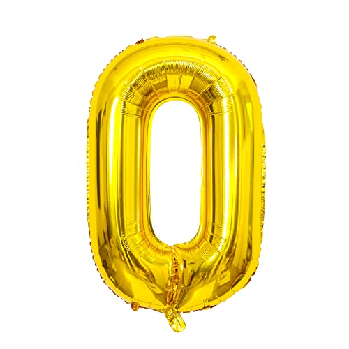 Gold Luftballon 0. Geburtstag Zahl 0 XXL Riesen Folienballon 100cm Geburtstagsdeko Mädchen Junge Ballon Zahl Deko zum Geburtstag (Gold, Zahl 0) von GUTCOOL