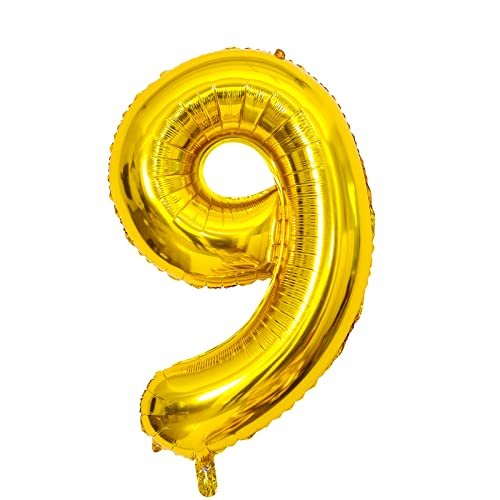 Gold Luftballon 9. Geburtstag Zahl 9 XXL Riesen Folienballon 100cm Geburtstagsdeko Mädchen Junge Ballon Zahl Deko zum Geburtstag (Gold, Zahl 9) von GUTCOOL