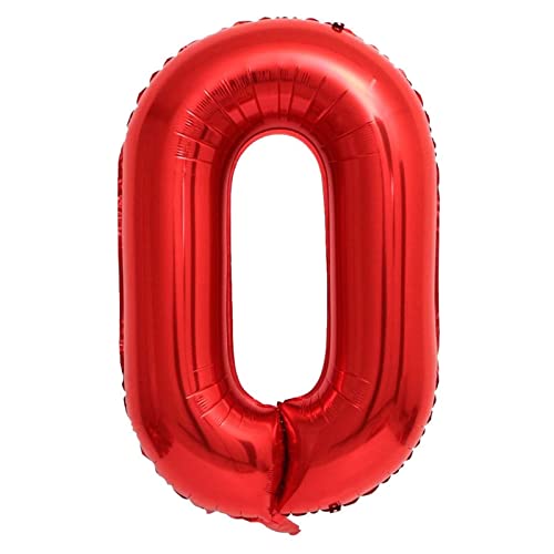 Luftballon 0. Geburtstag Zahl 0 Rot XXL Riesen Folienballon 100cm Geburtstagsdeko Mädchen Frau Ballon Zahl Deko zum Geburtstag. Fliegt mit Helium. (Rot, Zahl 0) von GUTCOOL