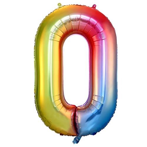 Luftballon 20. Geburtstag Zahl 0 Regenbogen XXL Riesen Folienballon 100cm Jungen Mädchen Geburtstagsdeko Ballon Zahl Deko zum Geburtstag (Regenbogen, Zahl 0) von GUTCOOL