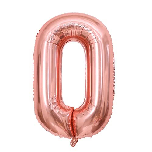 Luftballon Geburtstag Zahl 0 Roségold XXL Riesen Folienballon 100cm Geburtstagsdeko Mädchen Frau Ballon Zahl Deko zum Geburtstag. Fliegt mit Helium. (Roségold, Zahl 0) von GUTCOOL