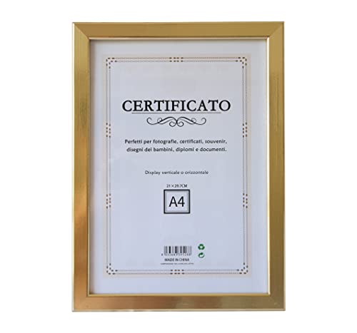 GUTEINTE Fotorahmen für A4 aus MDF-Holz, Bilderrahmen, Foto-Zertifikat, 21 x 29,7 cm, horizontal oder vertikal, 2 Stück (vergoldet) von GUTEINTE