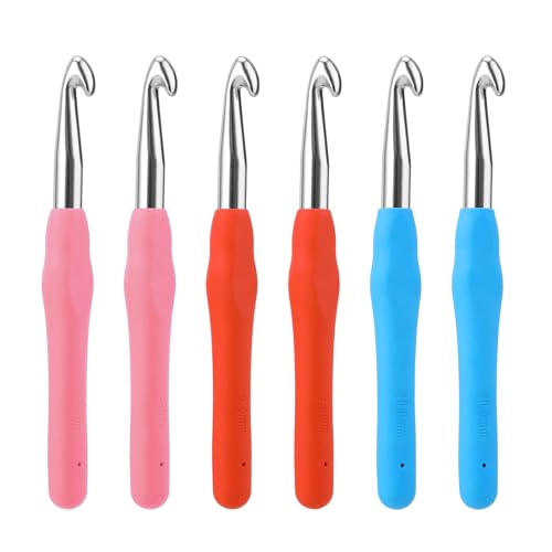 GUTERTOP 6 Stück Häkelnadel 10mm 9mm 8mm, Ergonomische Häkelnadeln, Metall Crochet Hook mit Weichen Griff für Anfänger GUTERTOP 6 Stück Häkelnadel 10mm 9mm 8mm, Ergonomische Häkelnadeln, Metall Crochet Hook mit Weichen Griff für Anfänger von GUTERTOP
