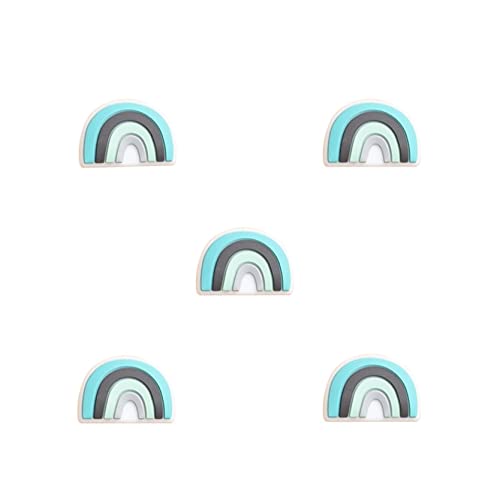 5 Stück Silikonperlen, bunte Silikonperlen in Heißluftballonform, lose süße Silikon-Abstandsperlen mit großem Loch, for die Schmuckherstellung, DIY-Halsketten, Armbänder, Bastelarbeiten(R,Mint) von GUTUYEHKEA