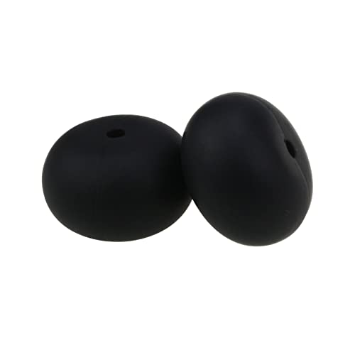 GUTUYEHKEA 50 Stück 20 mm Silikonperlen, Bunte Abakus-Perlen, lose Silikonperlen for DIY-Halsketten, Armbänder, Schmuckherstellung(Black) von GUTUYEHKEA