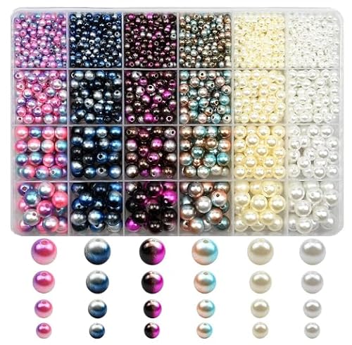 GUUFOO Perlen,1890 PCS Perlen zum Auffädeln, 24 Farben Bastelperlen zum Auffädeln, Runde Bunte Perlen,DIY Perlen für Handwerk Perlen zum Auffädeln Kit für Schmuck Machen Handwerk Armbänder Halskette von GUUFOO