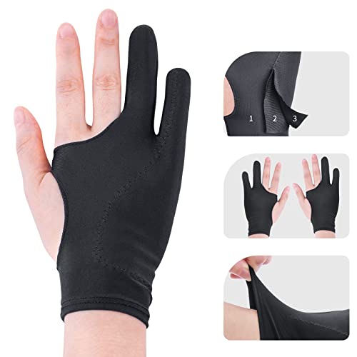 Zeichenhandschuh Handflächenerkennung [1 Paar Schwarze] Tablet Handschuhe, schmutzabweisend und atmungsaktiv. Handschuhe für iPad, Zeichentablett und Zeichenbrett. Unisex rechte Linke Hand Glove von GUUGEI