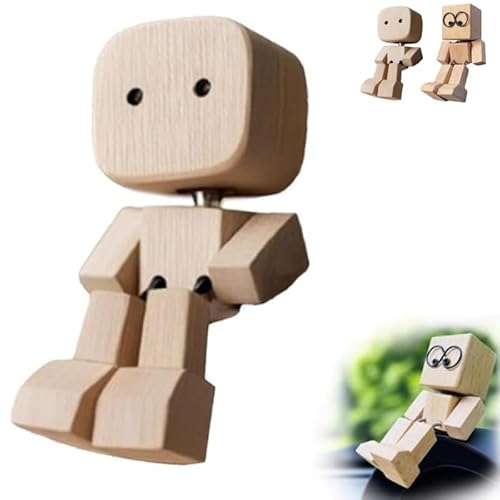schüttelmann,Wackelnder Holzmann,schüttelmann Holz,wackelnde Holzfiguren mit Füßen,handgefertigte Holz-Auto-Ornamente, Actionfiguren, Schreibtisch-Ornamente, Geschenke für Männer, Büro ﻿ (A1) von GUUIESMU