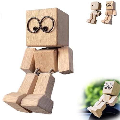 schüttelmann,Wackelnder Holzmann,schüttelmann Holz,wackelnde Holzfiguren mit Füßen,handgefertigte Holz-Auto-Ornamente, Actionfiguren, Schreibtisch-Ornamente, Geschenke für Männer, Büro ﻿ (A2) von GUUIESMU