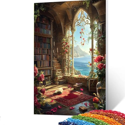 5d Diamond Painting Zubehör Bücherregal, DIY Set Erwachsene Full Dril Meerblick Diamant Painting Bilder, Malen Nach Zahlen 50x70cm Bastelset Kinder Ab 6 Jahre Crystal art leinwand zum Bemalen G/123-3 5d Diamond Painting Zubehör Bücherregal, DIY Set Erwachsene Full Dril Meerblick Diamant Painting Bilder, Malen Nach Zahlen 50x70cm Bastelset Kinder Ab 6 Jahre Crystal art leinwand zum Bemalen G/123-3 von GUUOYUAL