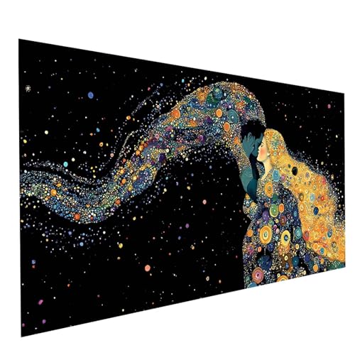 Diamond Painting Abstrakt 5D Diamond Painting Basteln Erwachsene 140 x 70cm Strasssteine Embroidery Leinwand Bilder Kuss,Diamant DIY Set Erwachsene für Wanddeko wohnzimmer Geschenke für Frauen GYL6495 von GUUOYUAL