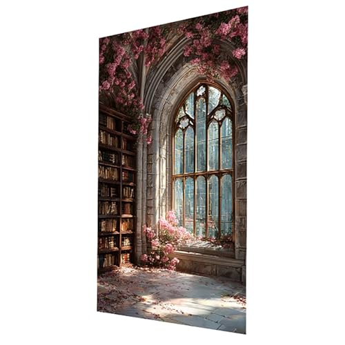 Diamond Painting Bücherregal Diamond Painting Basteln Erwachsene 60 x 30 CM Strasssteine Embroidery Leinwand Bilder Landschaft, Diamant DIY Set Erwachsene, Zimmer Deko Geschenke für Frauen GYL-14069 von GUUOYUAL