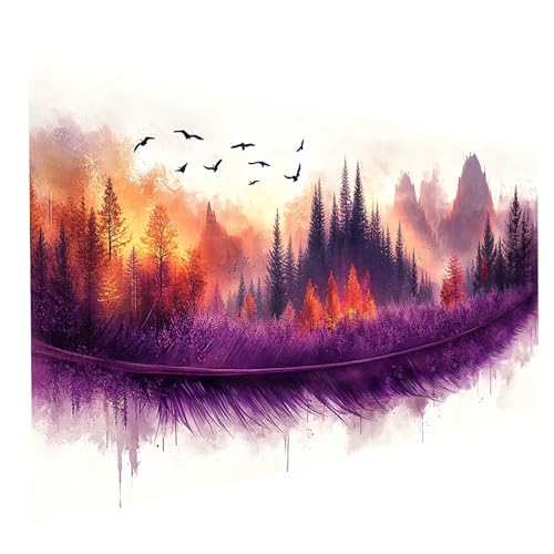 Diamond Painting Erwachsene Baum 5D DIY Set Malen Nach Zahlen Erwachsene mit Strasssteine 180 x 90 cm Diamant Painting Bilder Landschaft, Diamond Leinwand Bilder Stickerei Embroidery Kit GYL3266 von GUUOYUAL