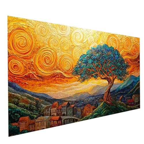 Diamond Painting Erwachsene Baum 5D DIY Set Malen Nach Zahlen Erwachsene mit Strasssteine 50x100cm Diamant Painting Bilder Kleine Stadt, Diamond Leinwand Bilder Stickerei Embroidery Kit GYL0598 Diamond Painting Erwachsene Baum 5D DIY Set Malen Nach Zahlen Erwachsene mit Strasssteine 50x100cm Diamant Painting Bilder Kleine Stadt, Diamond Leinwand Bilder Stickerei Embroidery Kit GYL0598 von GUUOYUAL