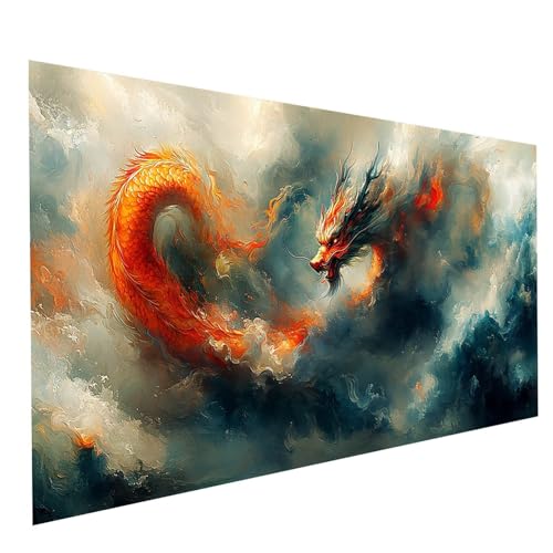 Diamond Painting Erwachsene Drachen 5D DIY Set Malen Nach Zahlen Erwachsene mit Strasssteine 160 x 80 cm Diamant Painting Bilder Fantasie, Diamond Leinwand Bilder Stickerei Embroidery Kit GYL2401 von GUUOYUAL
