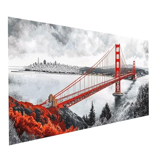 Diamond Painting Erwachsene Golden Gate Bridge 5D DIY Set Malen Nach Zahlen Erwachsene mit Strasssteine 160x80cm Diamant Painting Bilder Stadt, Diamond Leinwand Bilder Stickerei Embroidery Kit GYL5299 Diamond Painting Erwachsene Golden Gate Bridge 5D DIY Set Malen Nach Zahlen Erwachsene mit Strasssteine 160x80cm Diamant Painting Bilder Stadt, Diamond Leinwand Bilder Stickerei Embroidery Kit GYL5299 von GUUOYUAL