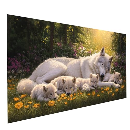 Diamond Painting Erwachsene Wolf 5D DIY Set Malen Nach Zahlen Erwachsene mit Strasssteine 80 x 40CM Diamant Painting Bilder Tier, Diamond Leinwand Bilder Stickerei Embroidery Kit, Zimmer Deko GYL6087 von GUUOYUAL
