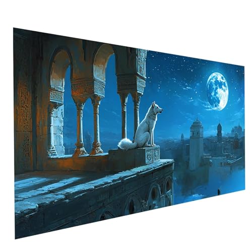 Diamond Painting Wolf 5D Diamond Painting Basteln Erwachsene 200x100CM Strasssteine Embroidery Leinwand Bilder Mond, Diamant DIY Set Erwachsene für Wanddeko wohnzimmer Geschenke für Frauen GYL6192 Diamond Painting Wolf 5D Diamond Painting Basteln Erwachsene 200x100CM Strasssteine Embroidery Leinwand Bilder Mond, Diamant DIY Set Erwachsene für Wanddeko wohnzimmer Geschenke für Frauen GYL6192 von GUUOYUAL